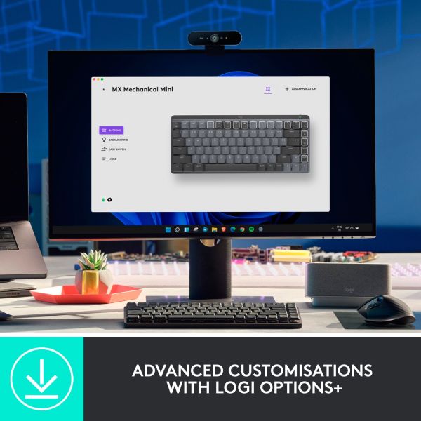 Logitech MX Mechanical Mini hellgrau-dunkelgrau, DE-Layout taktile Schalter Logi Bolt