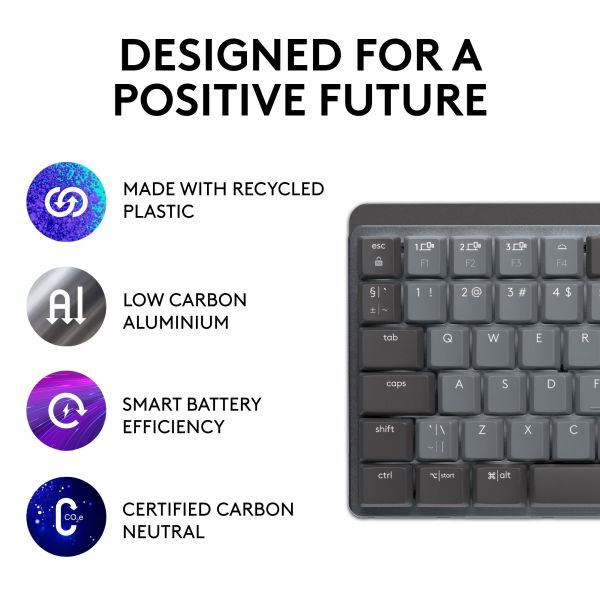 Logitech MX Mechanical Mini hellgrau-dunkelgrau, DE-Layout taktile Schalter Logi Bolt