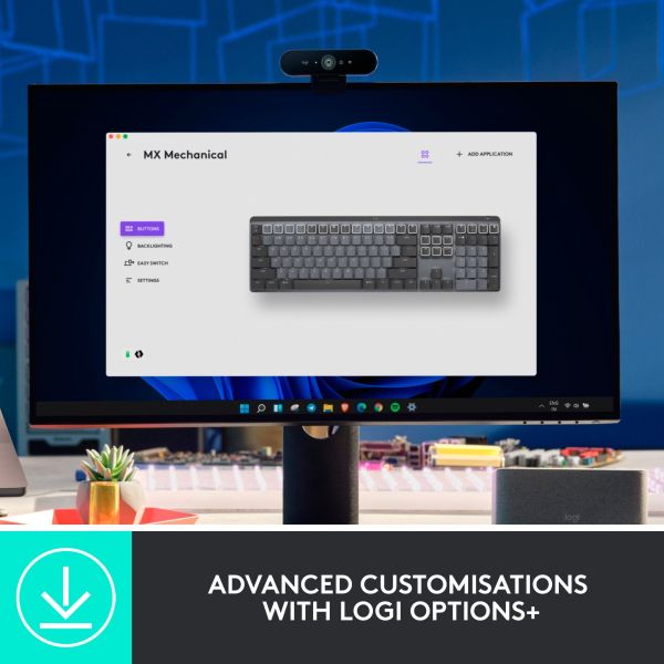 Logitech MX Mechanical hellgrau-dunkelgrau, DE-Layout taktile Schalter Logi Bolt
