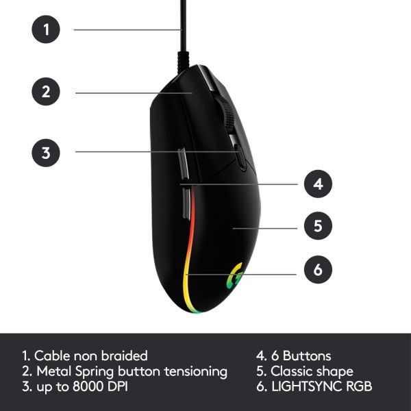 Logitech G203 LIGHTSYNC schwarz